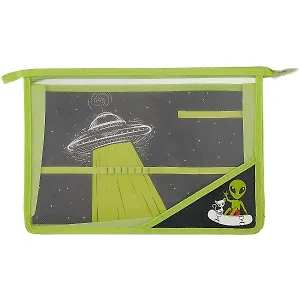 Папка для труда А4 "НЛО" 33*23см пластик, молния, внутр.блок для канц.принадлежностей