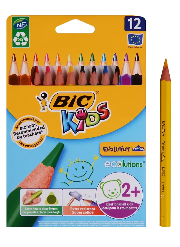 Карандаши цветные Bic, ECOlution Evolution Triangle, пластиковые 12 цветов 226447 — 2