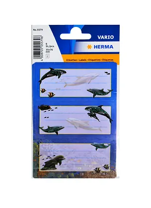 Наклейки для тетрадей "Дельфины", 3шт.на листе, Herma 233352