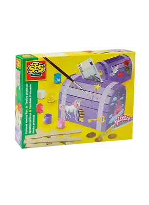 Копилка Принцессы (14522) (краски/6цв.+клей+дерев. заготовки+лента+кисть+наклейки) (SES Creative) (5+) (коробка) 2442081