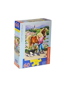 Пазлы 60 MIDI B-06755 Прогулка с пони и собакой (32х23см) (5+) (коробка) (Castorland)