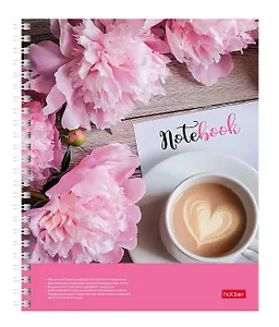 Тетрадь 100л кл. "Нежные пионы" спираль, обложка с карманом, УФ-лак