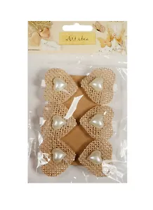 Декоративные прищепки холщевые Сердечки с жемчуженами (6шт) (11-00399-SC-2287)