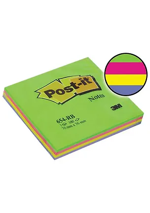 Блок бумаги 76*76 самоклеящийся Post-it 100л, "Весенняя Радуга", 3M 205339