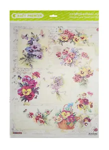Рисовая бумага для декупажа Craft Premier Анютины глазки (CР05431) (А3) (25г/м) (упаковка)
