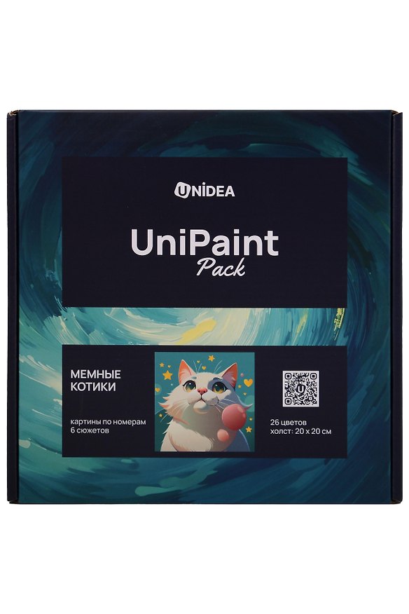 Картина-раскраска по номерам «Мемные котики», 20 х 20 см, 26 цветов, UniPaint Pack, 6 сюжетов 3150667 — 1