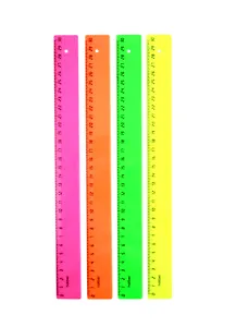 Линейка 30см пластик, флуорес., ассорти