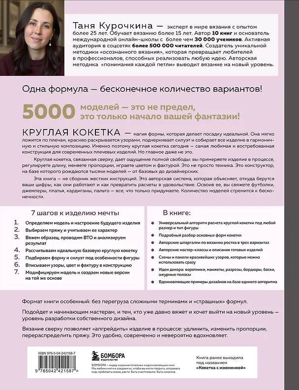 Книга Мастер вязания спицами. Круглая КОКЕТКА. 5000 моделей по одной формуле. Книга конструктор плечевых изделий с идеальной посадкой (Таня Курочкина) — 2