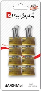 Зажимы для бумаг 08шт 25мм "Chateau" золотые, блистер, Pierre Cardin