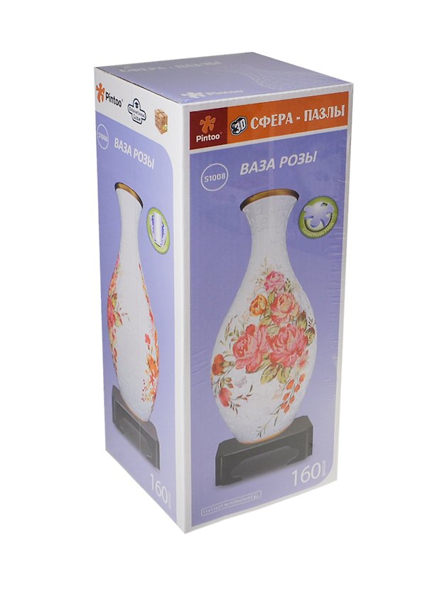 3D Пазл-Сфера 160 Ваза Розы (Бархатная Роза) (S1008) (11х11х27,4см) (6+) (коробка) 2406817 — 1