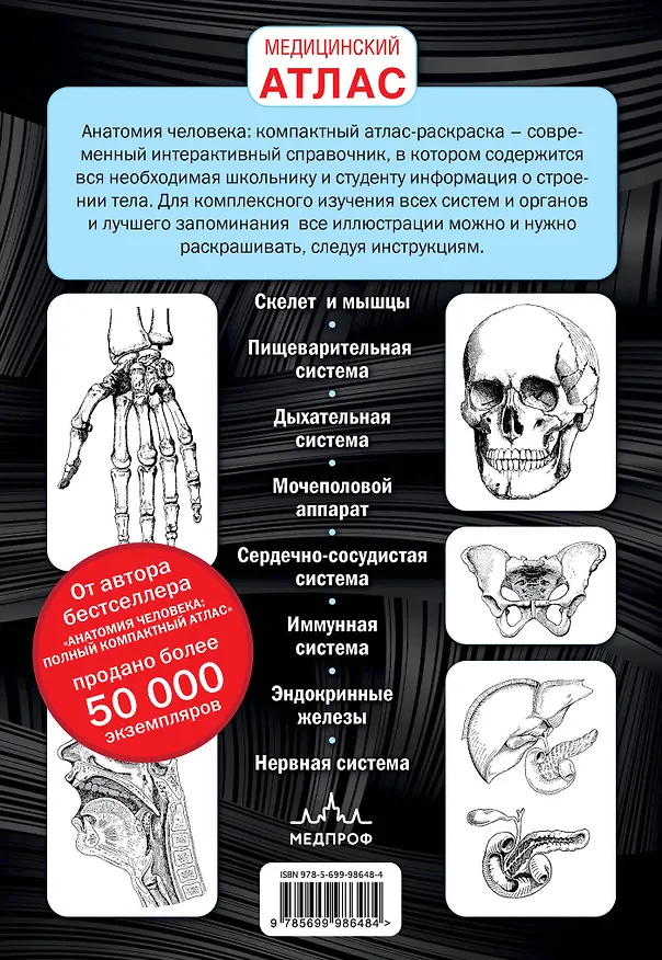 Книга Анатомия человека: компактный атлас-раскраска (Юрий Боянович) — 2