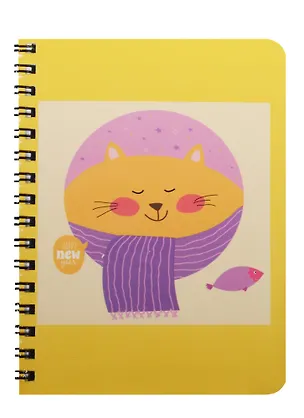 Записная книжка А6 80л кл. "Котик в шарфике" спираль, Kairui 240229