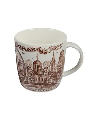Кружка фарфоровая с коричневым рисунком (060-1-55) 2364801