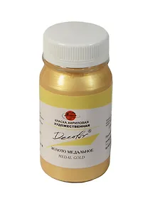 Краска акриловая "Деколор" золото медальное,100мл,банка, Таир