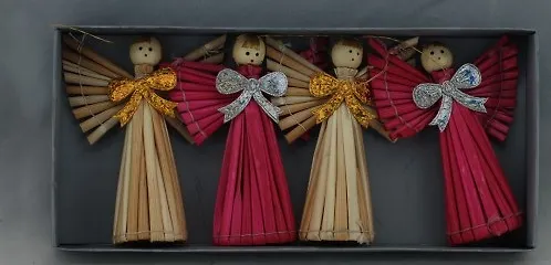 Новогоднее подвесное украшение из соломки (Набор из 4 шт) 30825 (20*9*3) (Феникс-Презент) 2380685 — 1
