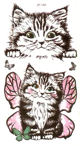 Тату "Котики ч/б" (2 вида) (6х10,5см)