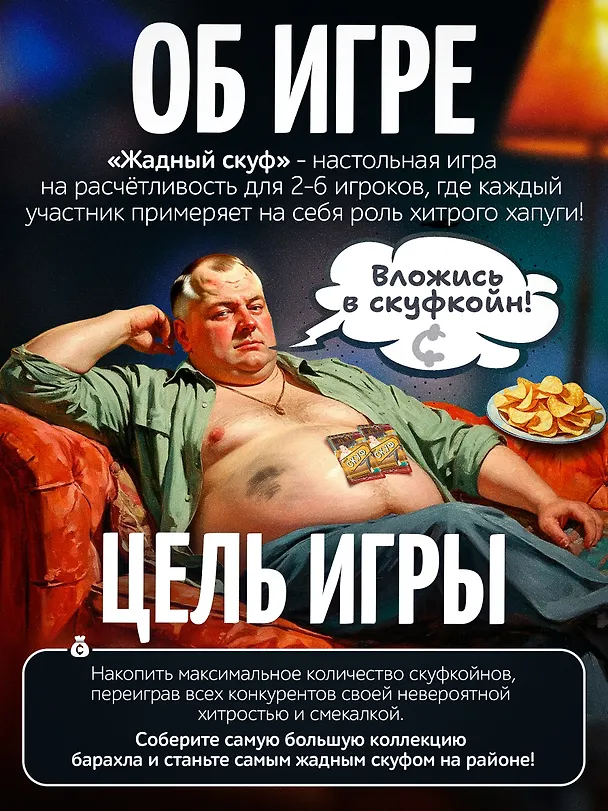 Настольная игра карточная "Жадный скуф" 3115607 — 4