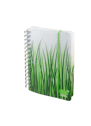 Записная книжка А6 80л кл. "Stila Nature Трава" спираль, прозр.пластик.обл., резинка, stila 222760