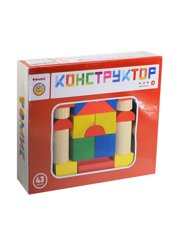 Конструктор Цветной (6678-43) (789447) (43дет.) (Томик) (дерево) (3+) (коробка) 2426454 — 1
