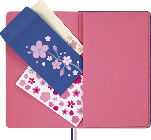 Книга для записей А5, 88 листов в линейку "Le Sakura Large", синяя, обложка текстиль, Moleskine 3130353 — 7