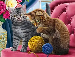 Холст с красками по номерам "Котята и клубки", 17 х 22 см (ХК-3995) 2837995