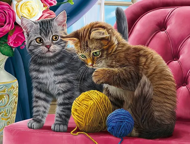 Холст с красками по номерам "Котята и клубки", 17 х 22 см (ХК-3995) 2837995 — 1