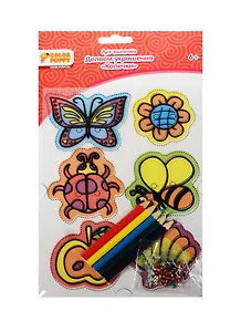 Набор д/творч. Делаем укр. Колечки запекание (95113) (лист с трафаретами+цв. карандаши/5шт+комплектующ. метал.) (Color Puppy) (6+) (упаковка)
