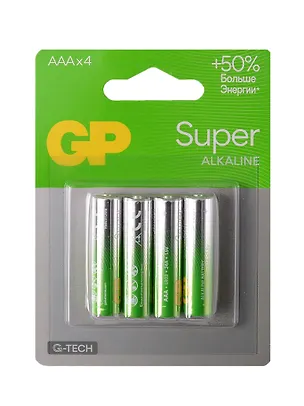 Батарейка GP Super G-Tech AAA (LR03) 24A алкалиновая, BC4 3084437
