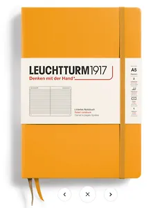 Книга для записей A5, 125 листов в линейку "Classic", твердая обложка, цвет восходящее солнце, Leuchtturm1917