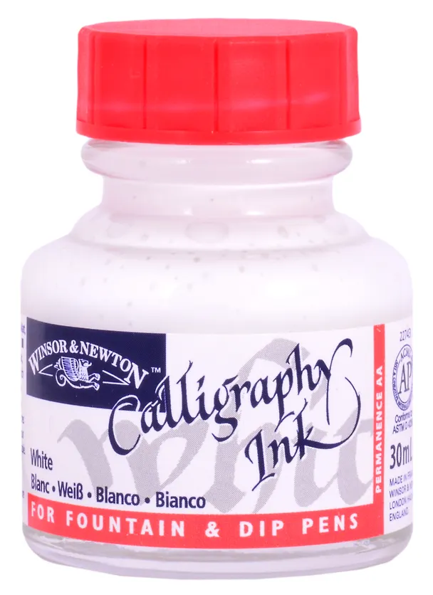 Тушь для каллиграфии 30мл белая (красная крышка), Winsor&Newton 261801 — 1