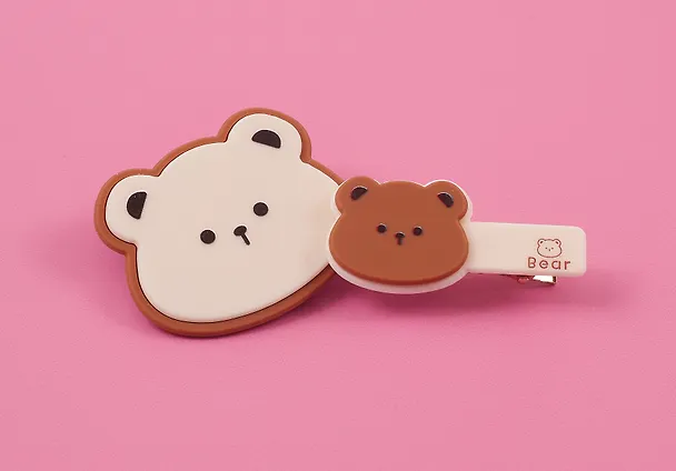 Набор заколок Kawaii Мишки матовые (2шт) (пластик) (12-03907-B13) (Lafilaf) 3048643 — 5