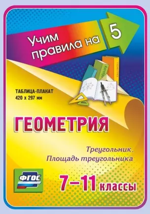 Геометрия. Треугольник. Площадь треугольника. 7-11 классы. Таблица-плакат (420х297) — 2784459 — 1