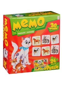 Игра Мемо (30 фишек) + ПАЗЛЫ (24 элемента). ДОМАШНИЕ ЛЮБИМЦЫ (Арт. МП-0366) другой стандарт