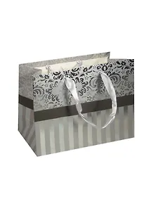 Пакет подарочный бумажный А4 32*26*14 "Узоры и полосы металлик", жен., мат. ламинат, Хансибэг