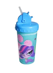 Маленький зоомагазин Стакан с крышкой пластиковый стерео голубой (285мл)