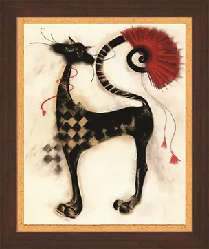 Картина Кошка с веером (PC1123) (24х30) 2392199
