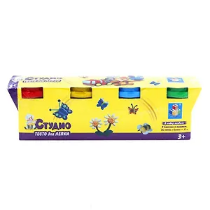 Набор д/творчества 1TOY/ВантойТесто д/ лепки с формочками 4 цв. 21х5х6,1 см Т54842