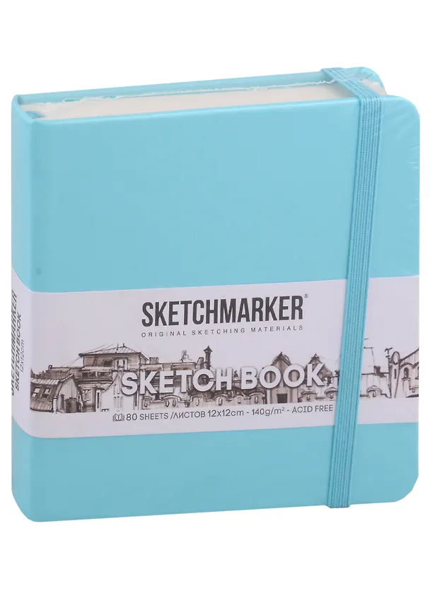 Скетчбук 12*12 80л "Sketchmarker" аквамарин, нелинованн. 140г/м2, слоновая кость, тв.обл. 2969490 — 1