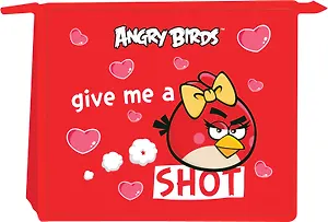 Папка для тетрадей А5 "ANGRY BIRDS" 1 отд., на молнии, пластик, красная, Hatber