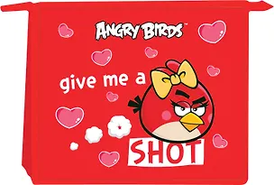 Папка для тетрадей А5 "ANGRY BIRDS" 1 отд., на молнии, пластик, красная, Hatber 227891