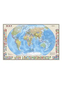 Мир Политическая карта с флагами (1:30 млн) (134х87 / 122х79) (829) (рулон)