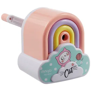 Точилка механическая 1 отверстие "Cat and rainbow", в ассортименте