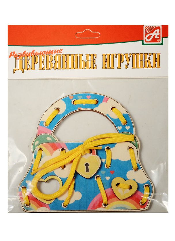 Шнуровка сумочка Радуга в небе (Д499а) (сумочка+замочек+сердечко+шнурок) (3+) (упаковка) 2554992 — 1
