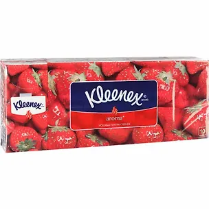 Платки, Kleenex, носовые, бумажные, ароматические,  "Клубника" (10шт) 305932
