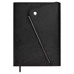 Ежедневник недат. А5 160л "Шеврет делавэ" черный, кожзам, тв.переплет, блинтовое тиснение, декор.кнопка, декор.молния, магнит.клапан, петля для ручки, офсет, ляссе