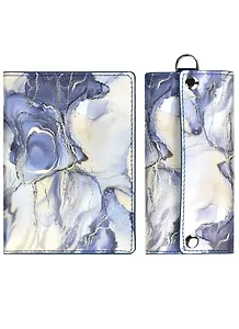 Подарочный набор обложка для паспорта + ключница "Синий мрамор"