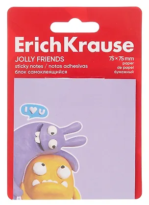 Блок 75*75 самоклеящийся 50л "Jolly Friends" ассорти, Erich Krause 3111109