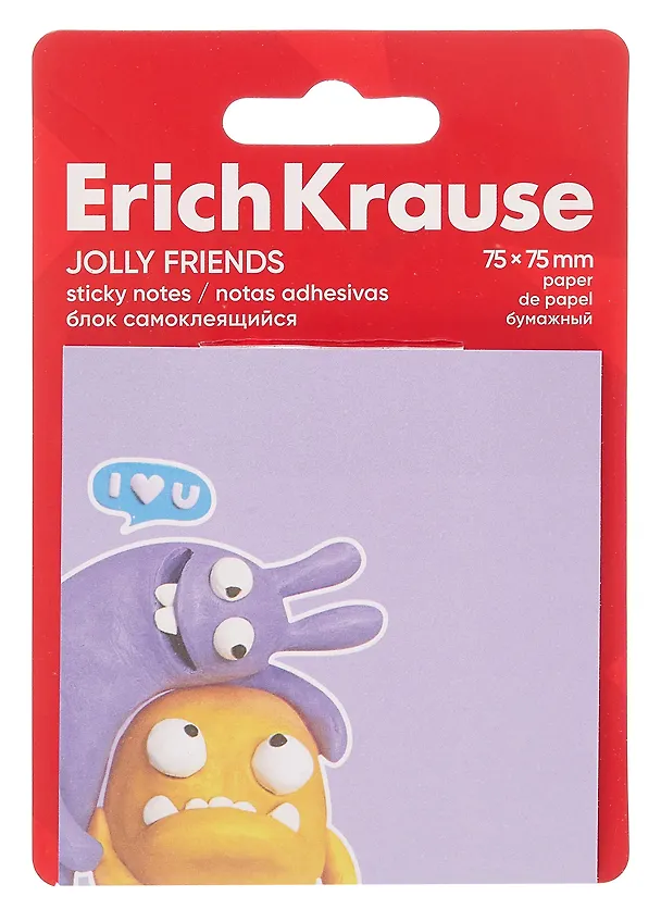 Блок 75*75 самоклеящийся 50л "Jolly Friends" ассорти, Erich Krause 3111109 — 1