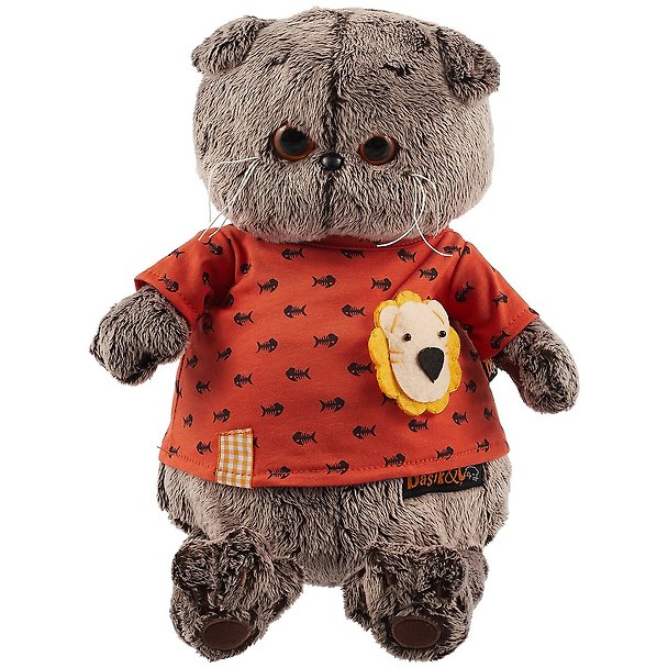 Мягкая игрушка Басик в оранжевой футболке с львенком (В1) (25 см) 2755047 — 1