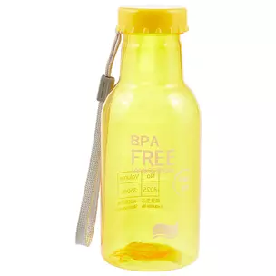 Сувенир, Бутылка BPA free цветная прозрачная с веревочкой для руки 350мл, h=17см, пластик 12-07664-8003 — 2572132 — 1